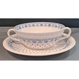 Vintage Blue And White Copeland Spode Centurion Soup And Saucer